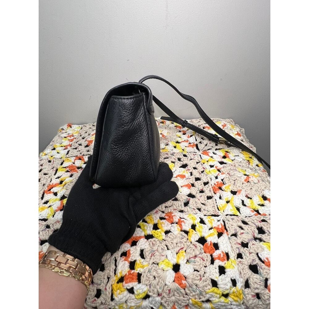 Tory Burch Black Pebbled Leather Flap Crossbody Bag Adjustable Strap - Picture 4 of 11